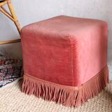 60s pink velvet pouf