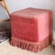 60s pink velvet pouf