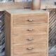 Vintage 5-drawer chest of drawers from the 1940s in raw oak.