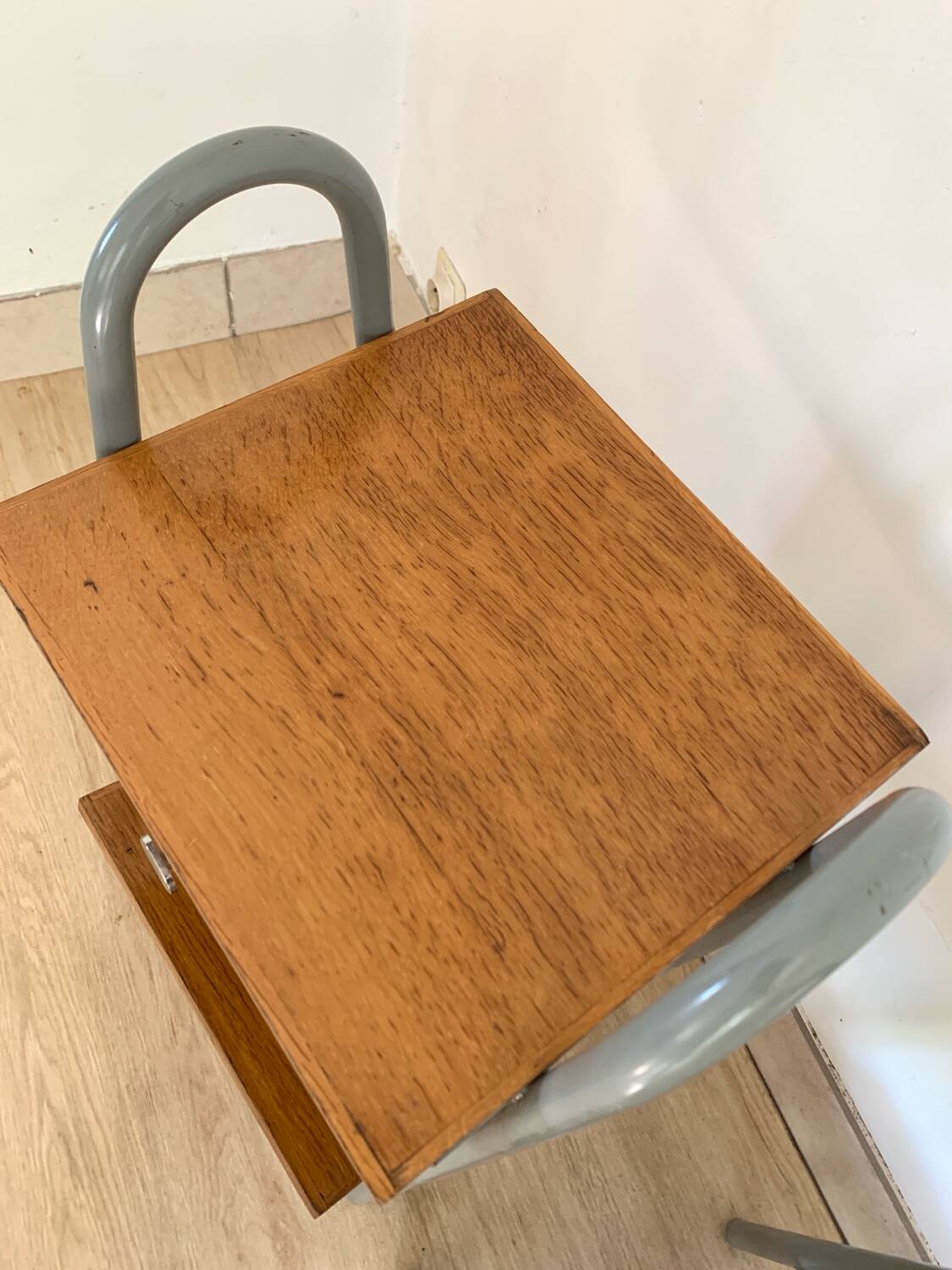 Pair of vintage boarding school bedside tables