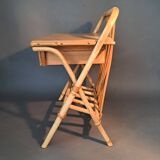 Vintage rattan and bamboo bedside table.