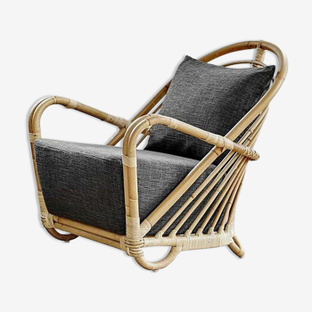 Fauteuil en rotin design Arne Jacobsen