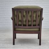1970s, Scandinavian armchair, original condition,reen furniture leather, solid teak wood.