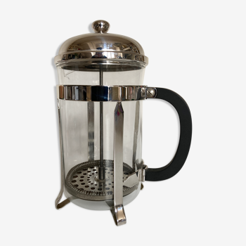 Cafetière french press XXL à piston Melior 1970 métal argenté