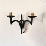 Wrought iron wall light with 2 lights