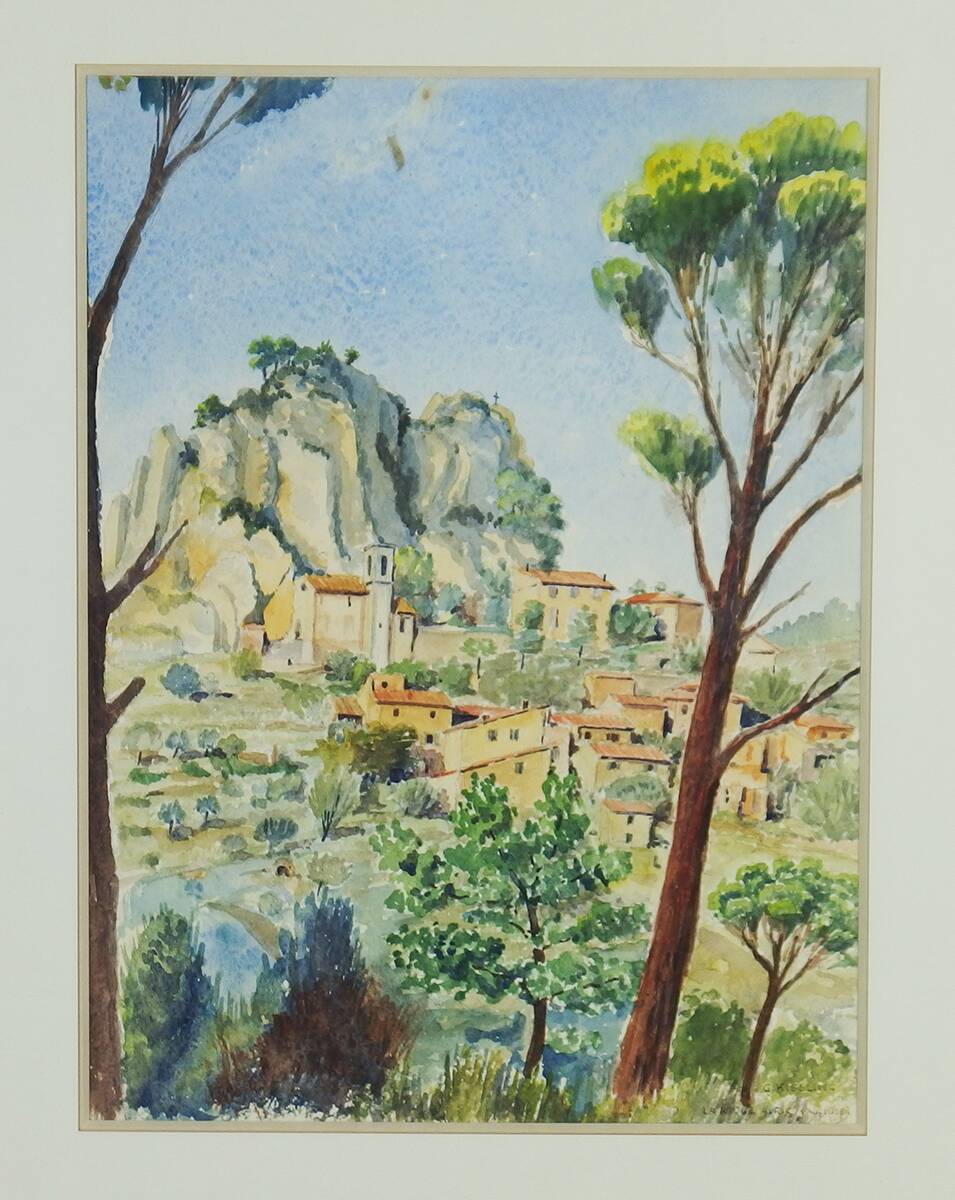 "La Roque Alric" watercolor on paper by Gabriel Kissling