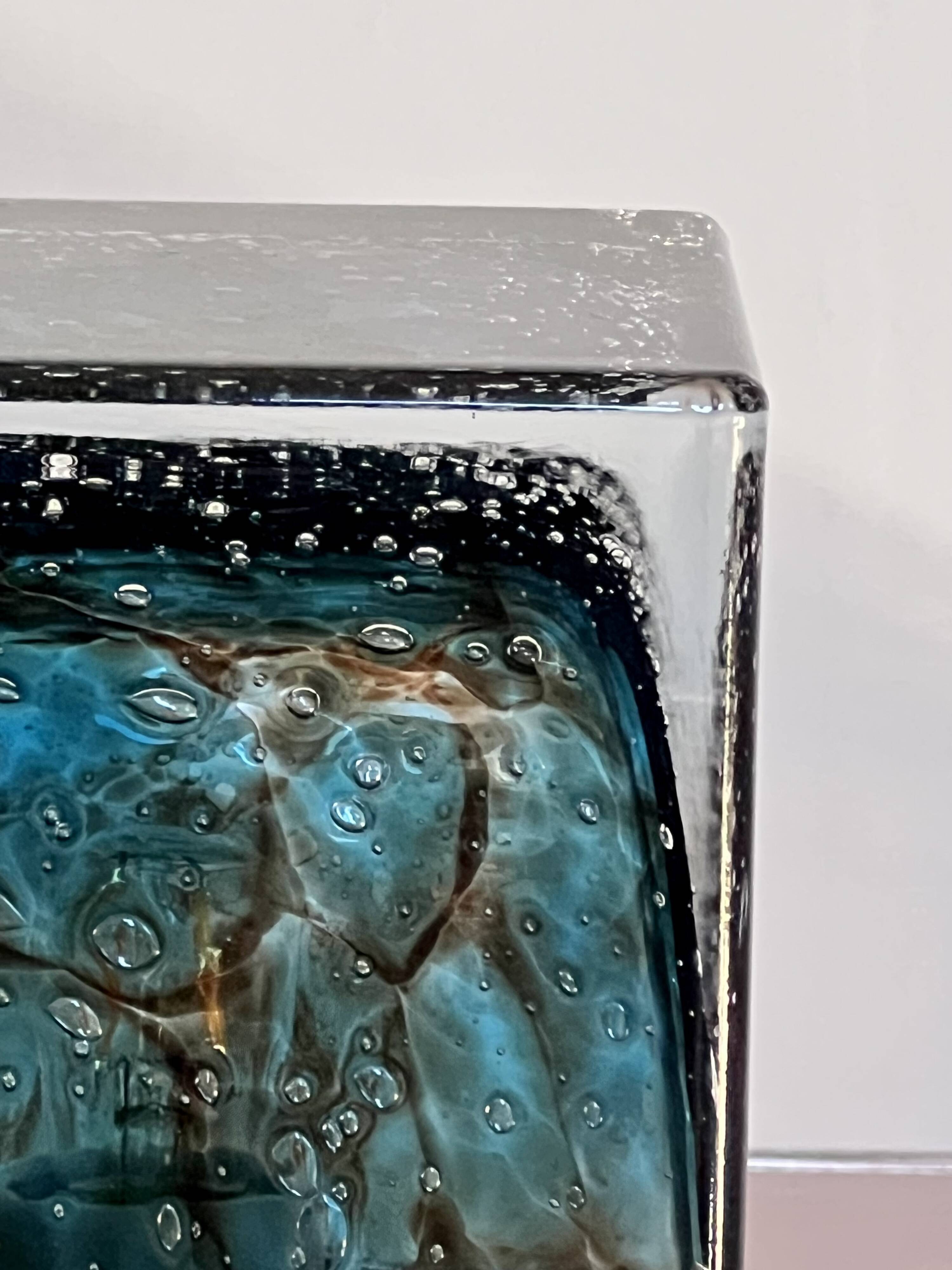 Cubical glass table lamp from Murano by Limburg, Germany, 1970s.