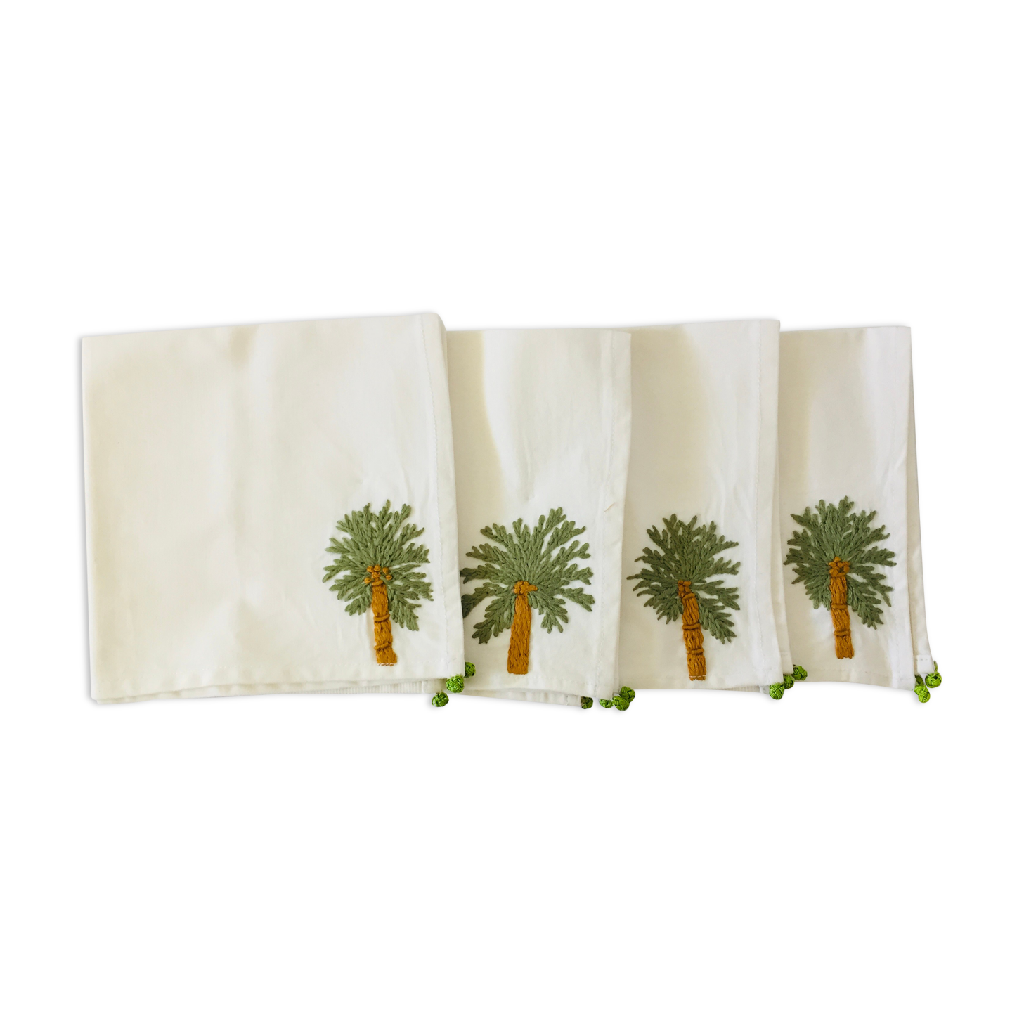 Serviettes brodées palmier