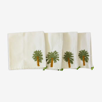 Serviettes brodées palmier