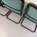 Set of 4 vintage Marcel Breuer Cesca B32 Bauhaus style chairs in black metal, black wood and v fabric