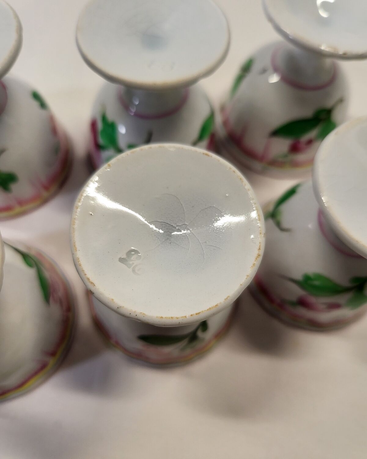 Set of 6 Lunéville Faience Egg Cups KG Reverbère
