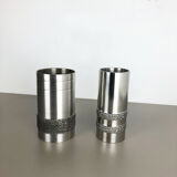Set of 2 modernist vintage sculptural brutalist steel vases, Germany 1970s