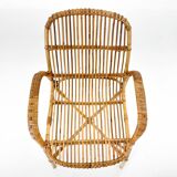 Fauteuil en rotin du milieu du siècle, Tchécoslovaquie, années 1970