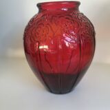Large volute vase in pressed glass Art Deco