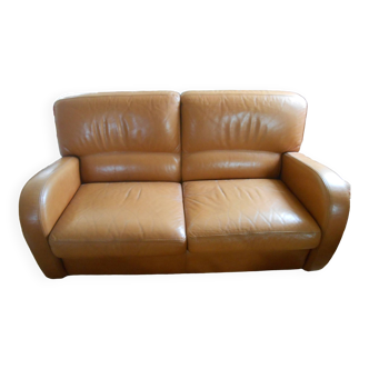 2-seater sofa in undyed leather