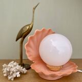 Vintage pink ceramic shell lamp