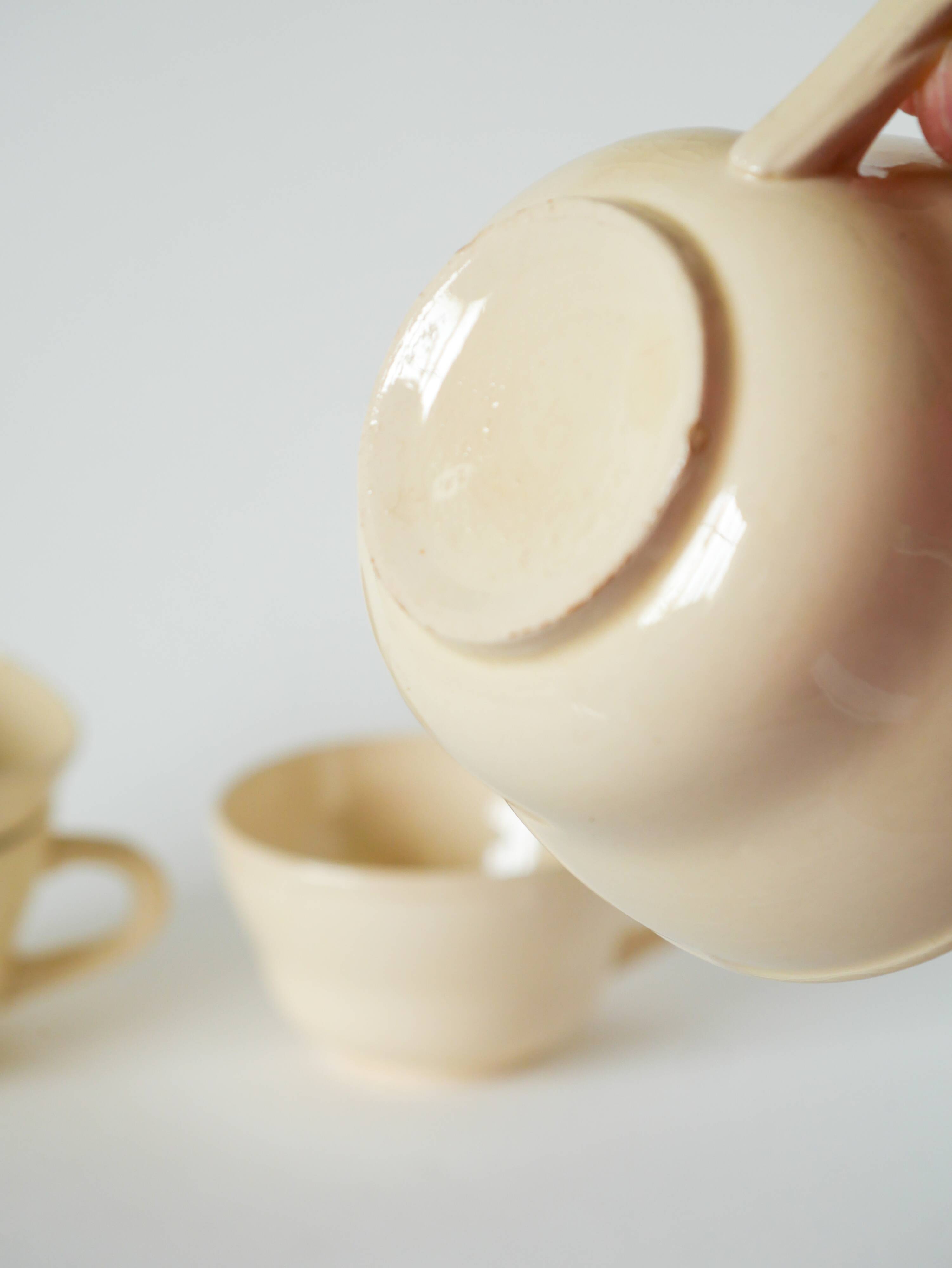 Set of 4 Badonviller coffee cups, Cream, 1960