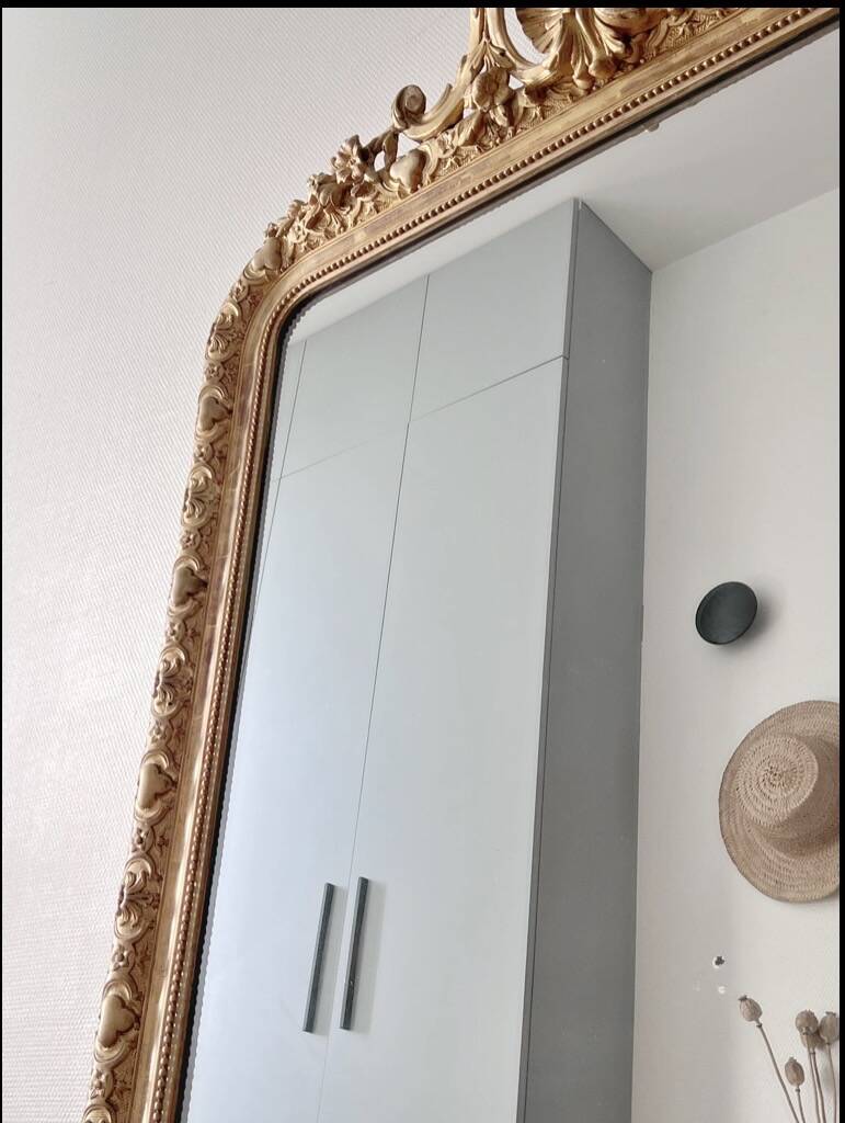 Large antique Louis-Philippe mirror gilded with gold leaf – 186 × 117 cm