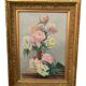Nature morte huile sur toile bouquet roses pivoines