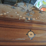 Bed frame double wood  inlay vintage