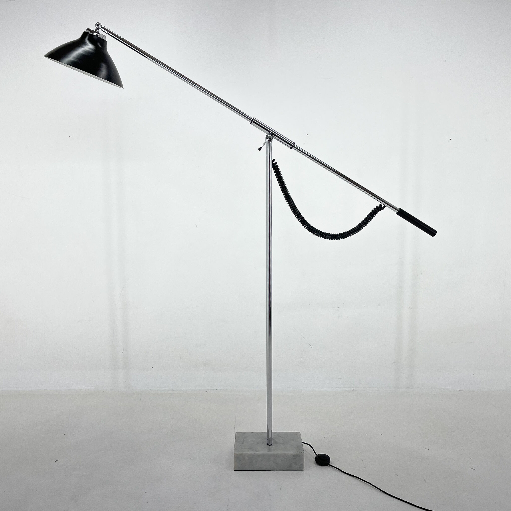 1960's italian adjustable chrome & marble floor lamp