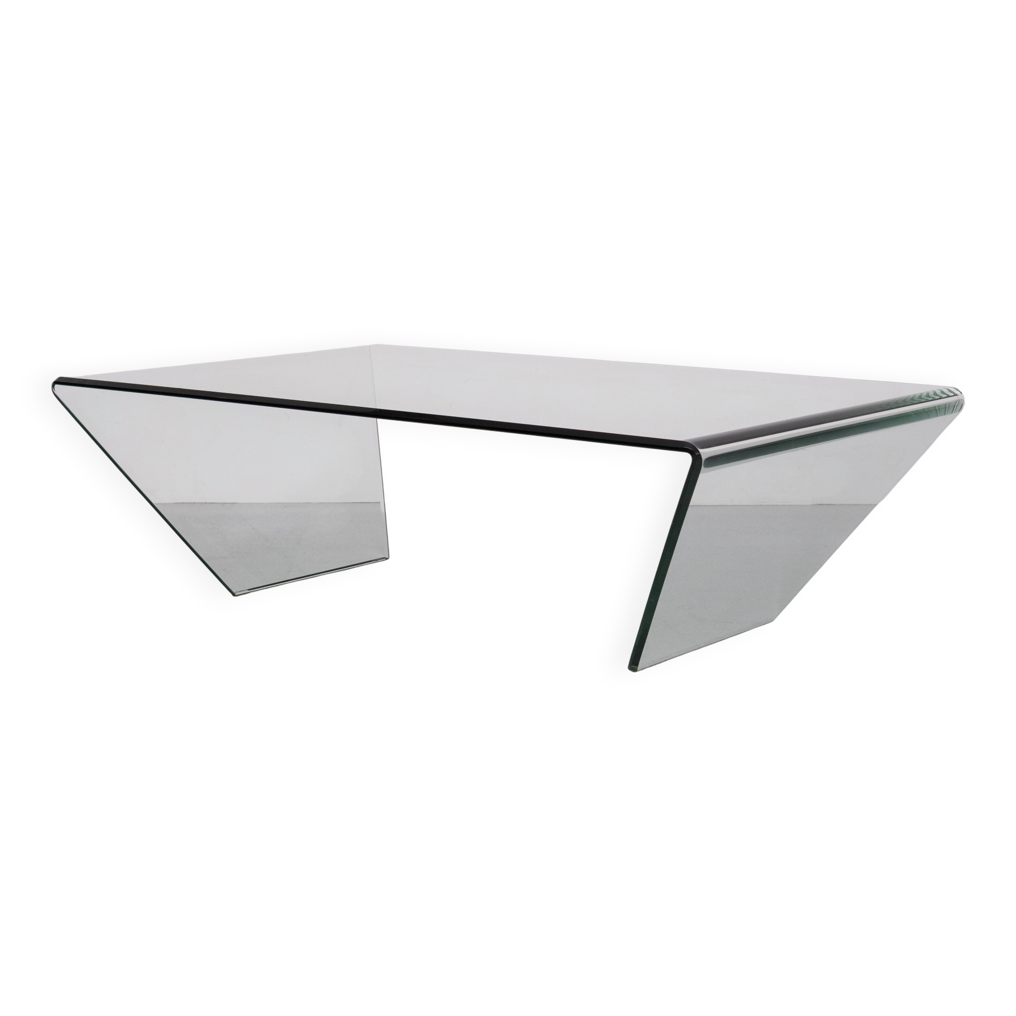 curved Glass coffee table 1980s Italy