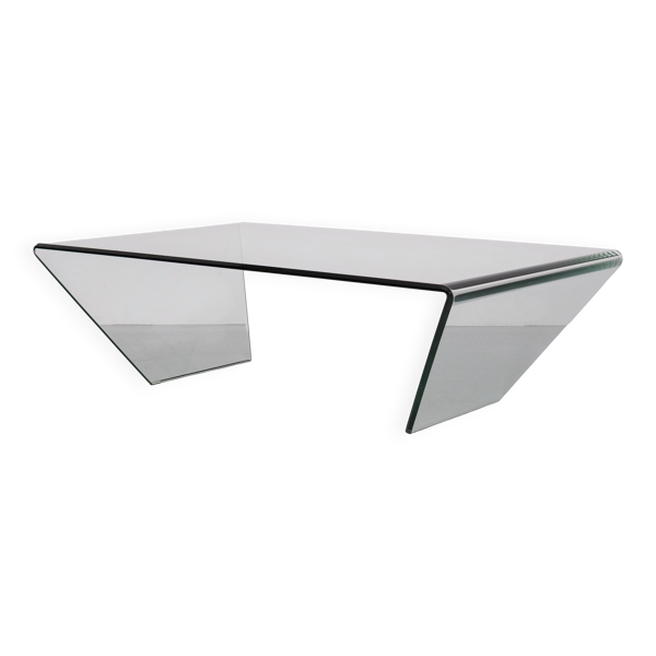 Table basse en verre courbé des années 1980, Italie