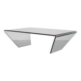 curved Glass coffee table 1980s Italy