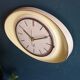 Vintage ceramic clock oval silent wall clock "Jaz yellow white gold"