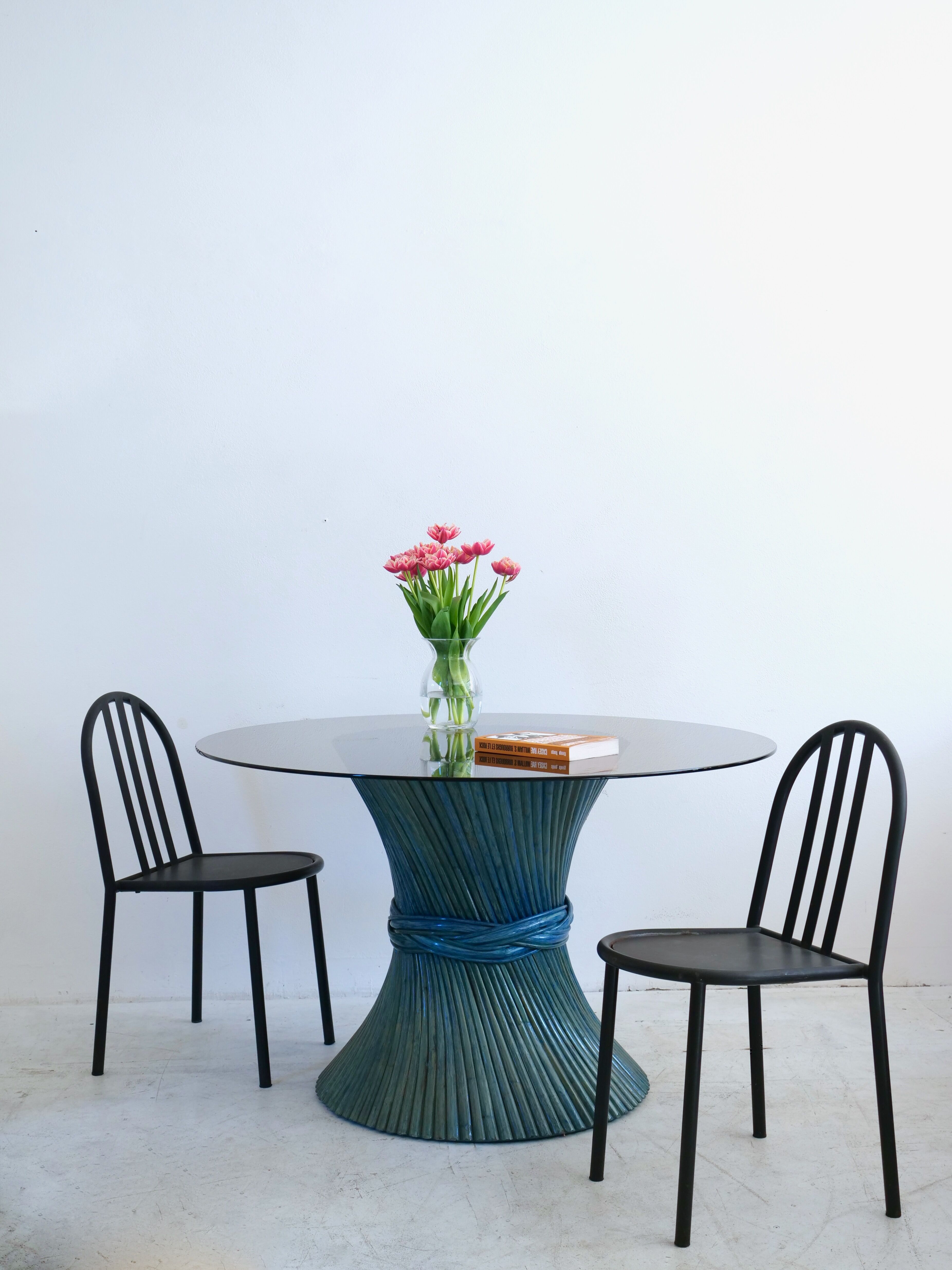 Table bamboo Mc Guire blue lazure