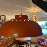 Red lacquered metal chandelier