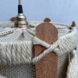 Scandinavian style jute and wood pendant light