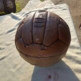Old leather league soccer ball