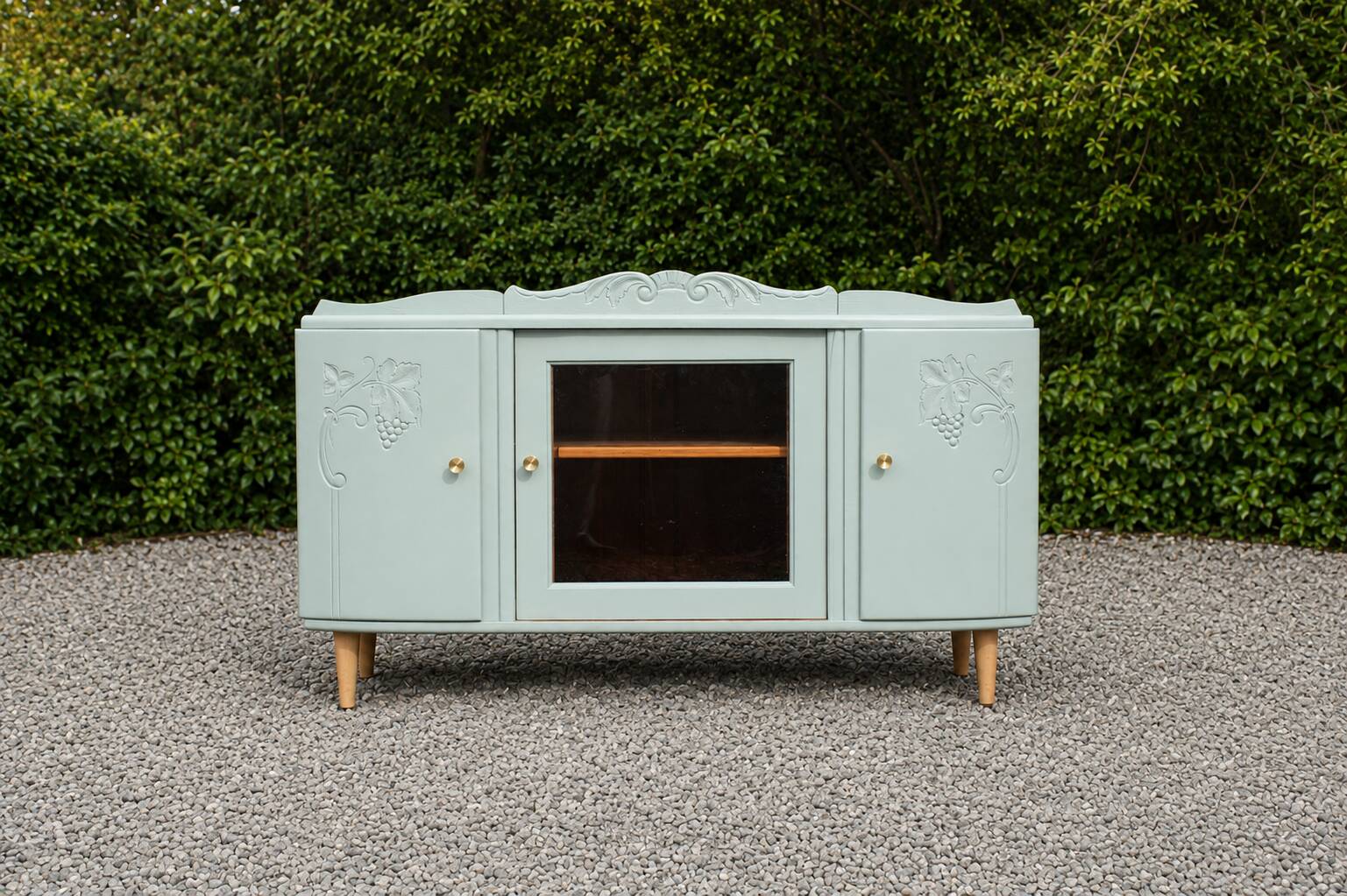 Art Deco sideboard in solid wood – Verdigris – 140 cm