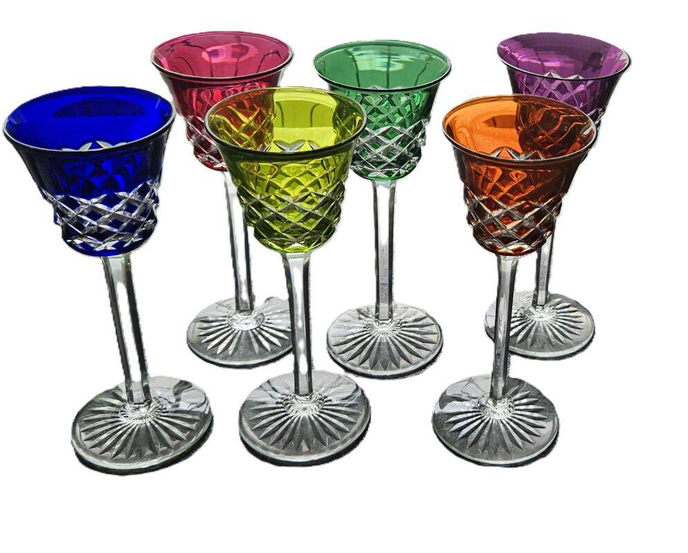 Baccarat - 6 Verres a Vin De Couleurs Modèle Burgos