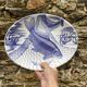 Plates and dish, fish service with cobalt blue decoration.