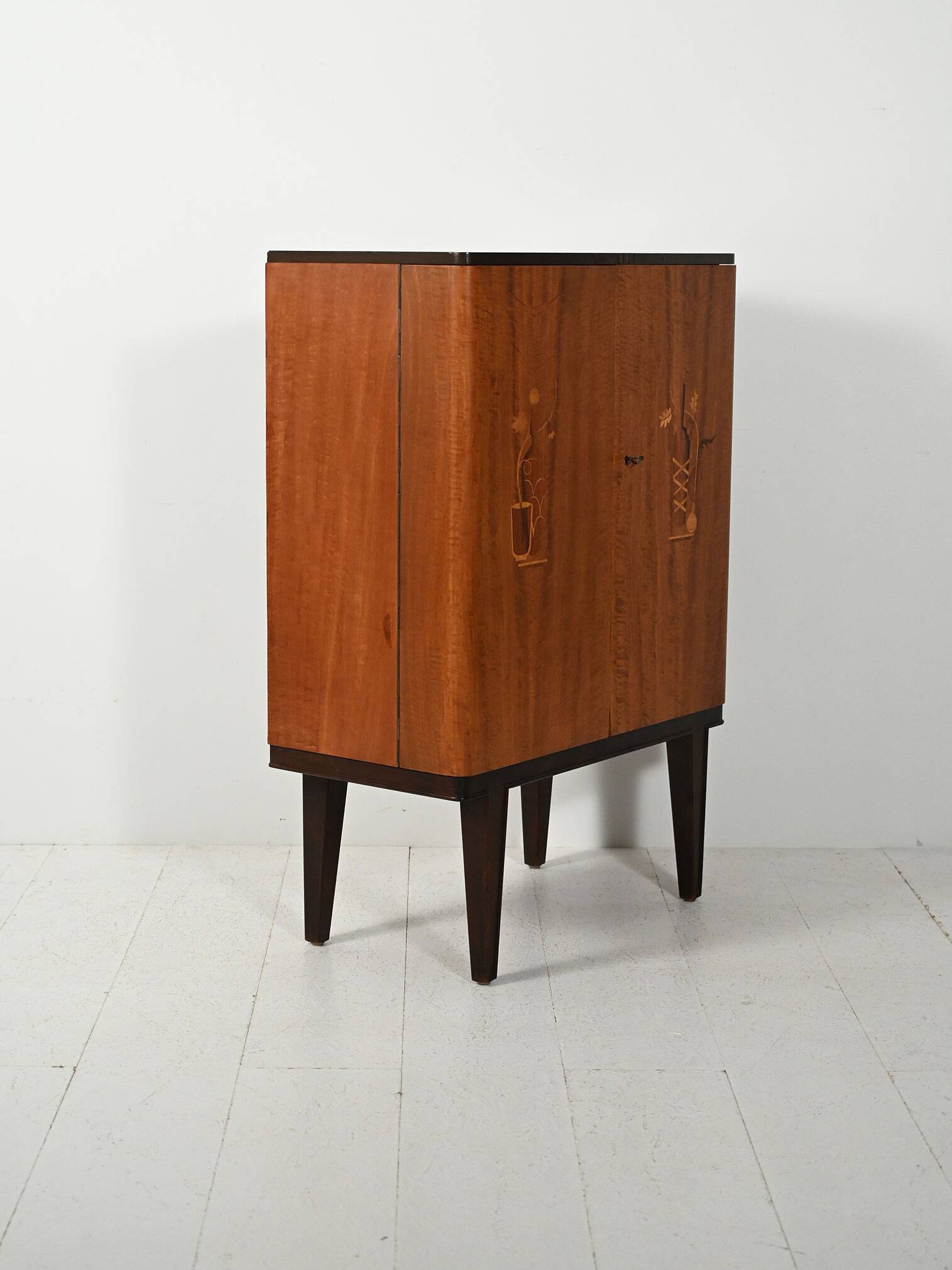 Scandinavian 1940s bar cabinet with inlays