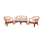 Bench and 2 rattan chairs