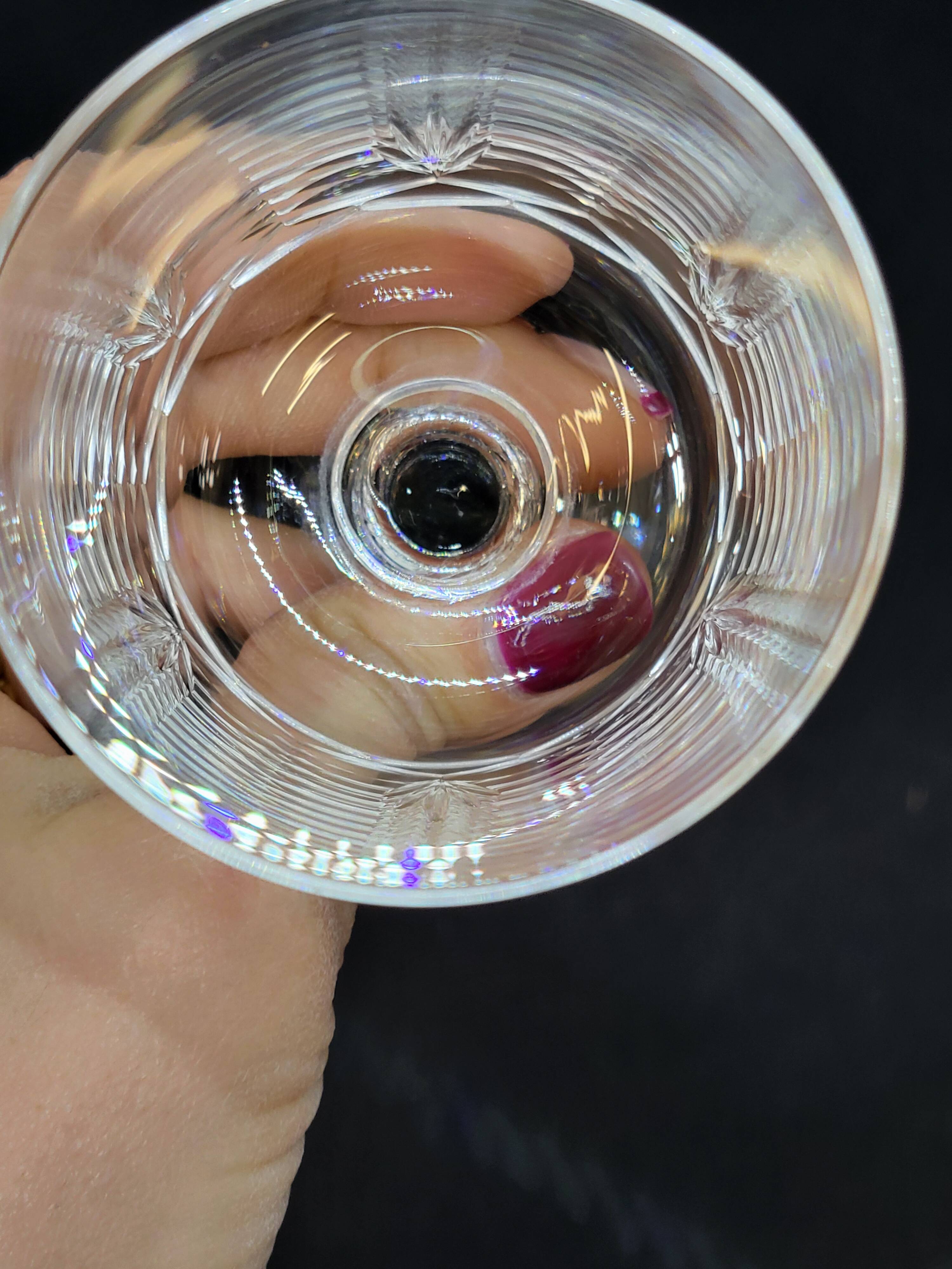 8 antique baccarat crystal wine glasses cut engraved 10742
