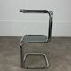 70s pedestal table, chrome and smoked glass side table