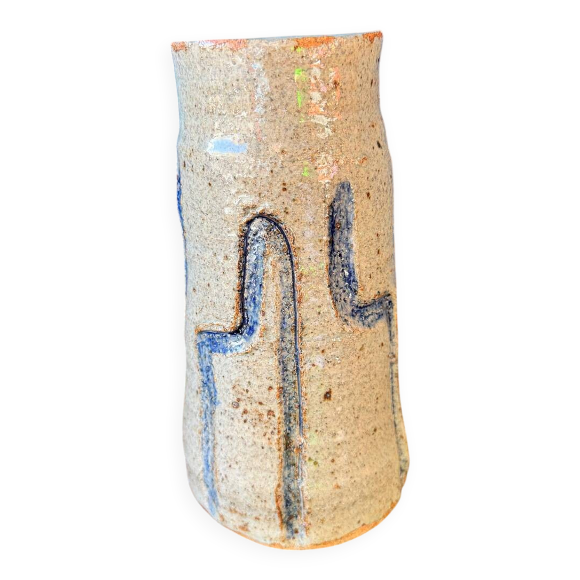 Beautiful stoneware vase glazed by the ceramist Jean Tessier. Late 20th century