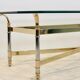 Table basse en laiton, chrome et verre, France 1970