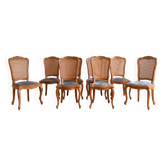 8 Louis XV style chairs in wood and caning