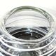 Textured oval blown glass vase with black and white glass spaghetti.