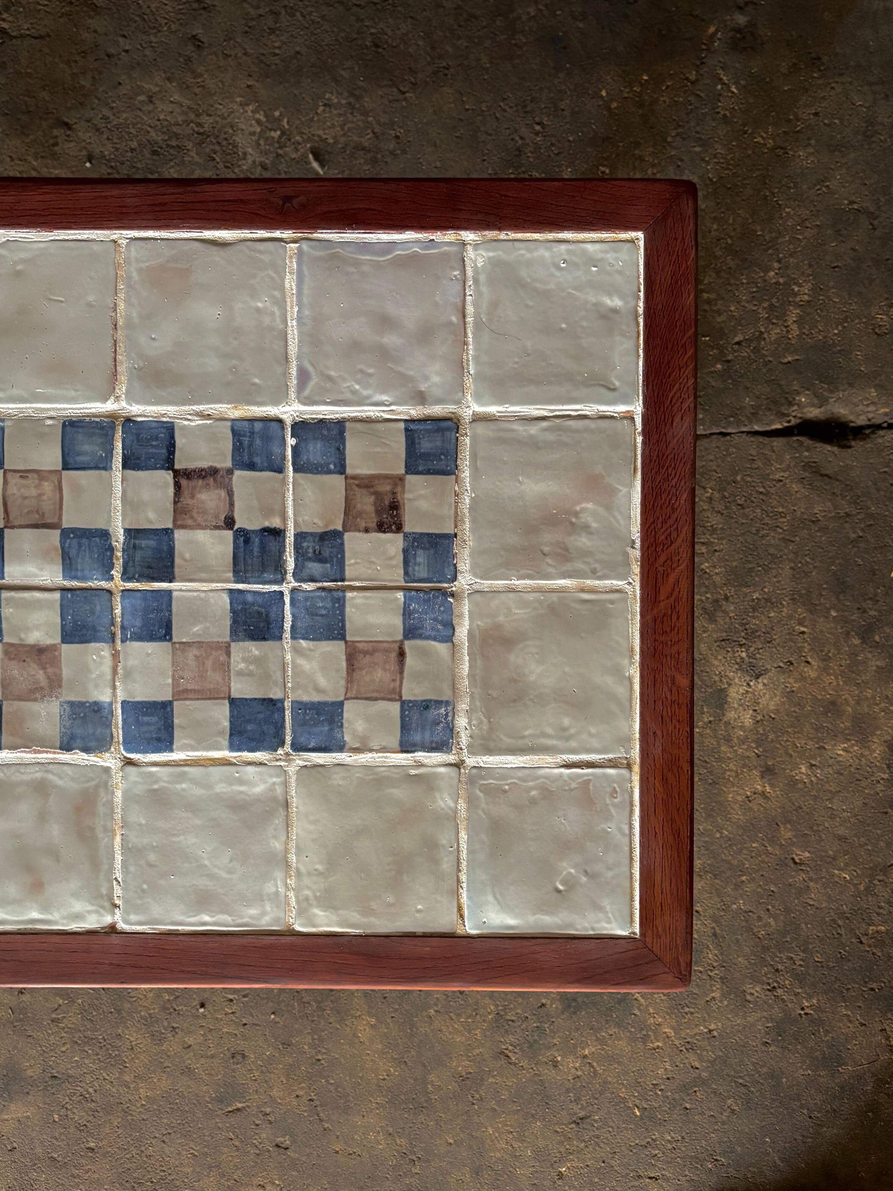 Wooden table with handmade ceramics