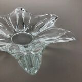 Large French Floral Crystal Glass Shell Bowl by Art Vannes, France, 1970s