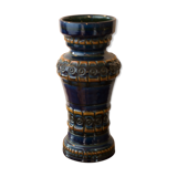 Vase balustre bleu nuit et ocre