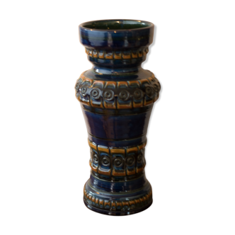 Vase balustre bleu nuit et ocre