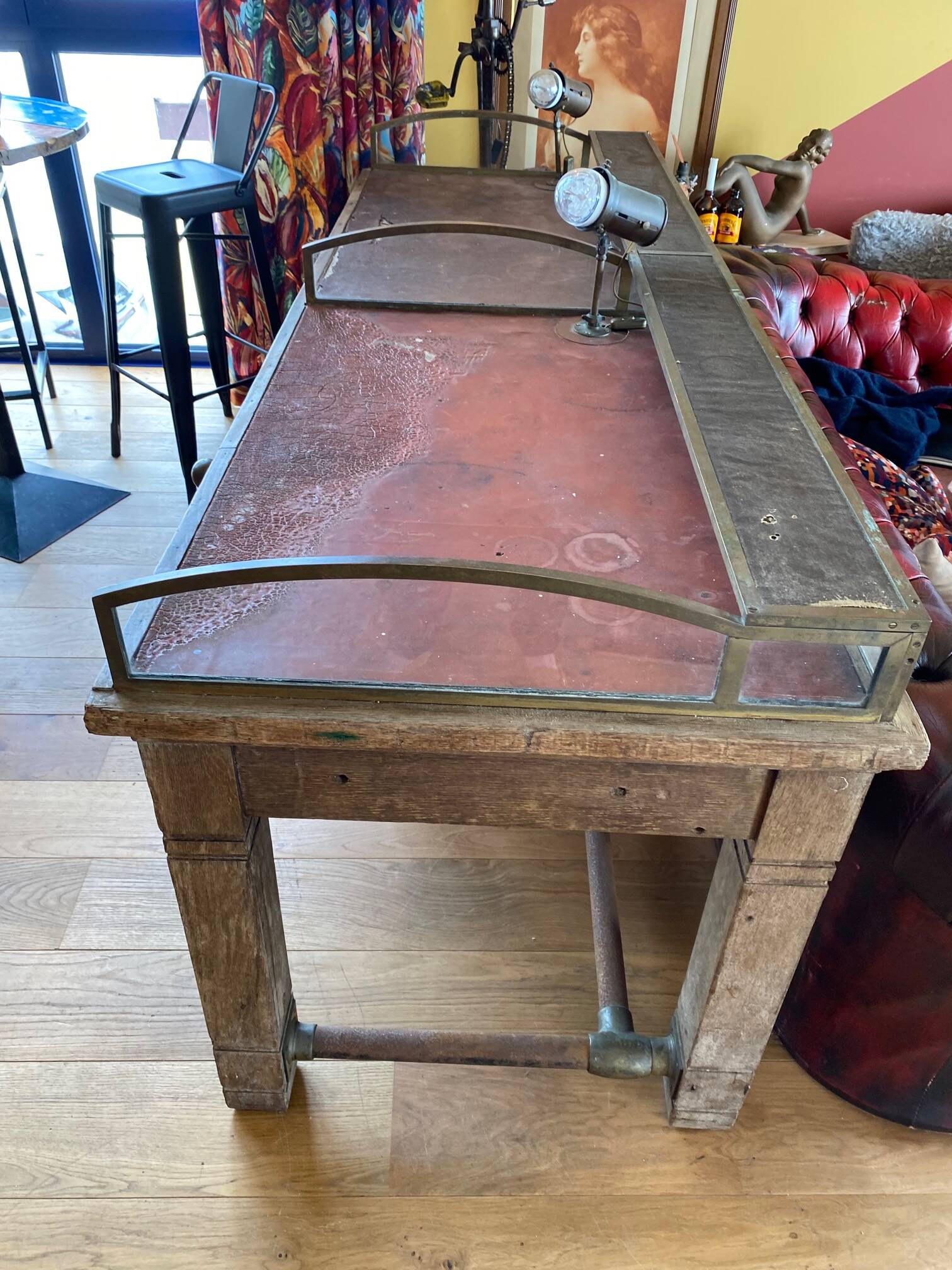 Old french bank table early 20th century trade furniture table