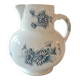 Antique water jug in ironstone, Sarreguemines, decorated with blue daisies.